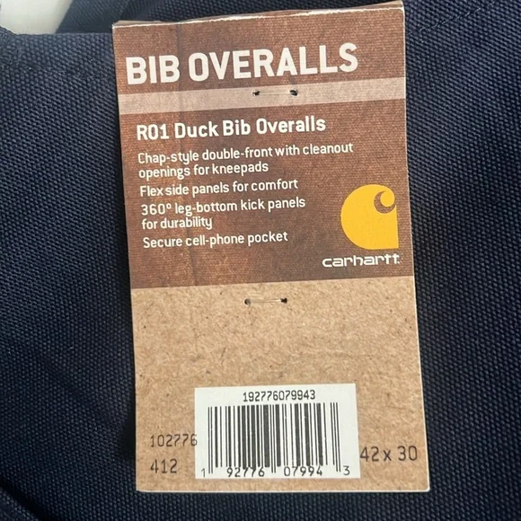 Carhartt Men’s bib overall navy 42x30 new - Picture 7 of 11